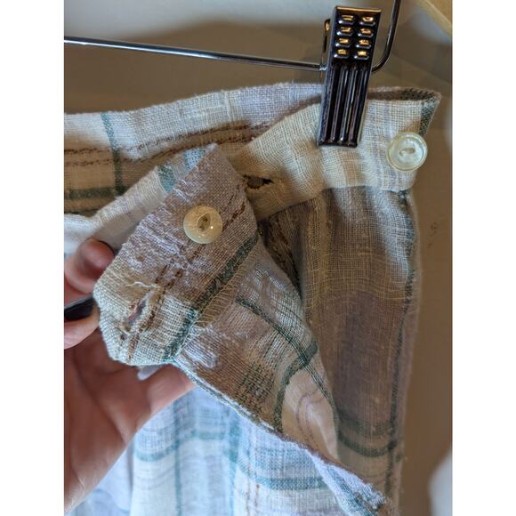 Vintage JCPenney Linen Plaid Pleated Midi Skirt Lavender Green Cream Women Sz 18 - Picture 8 of 10